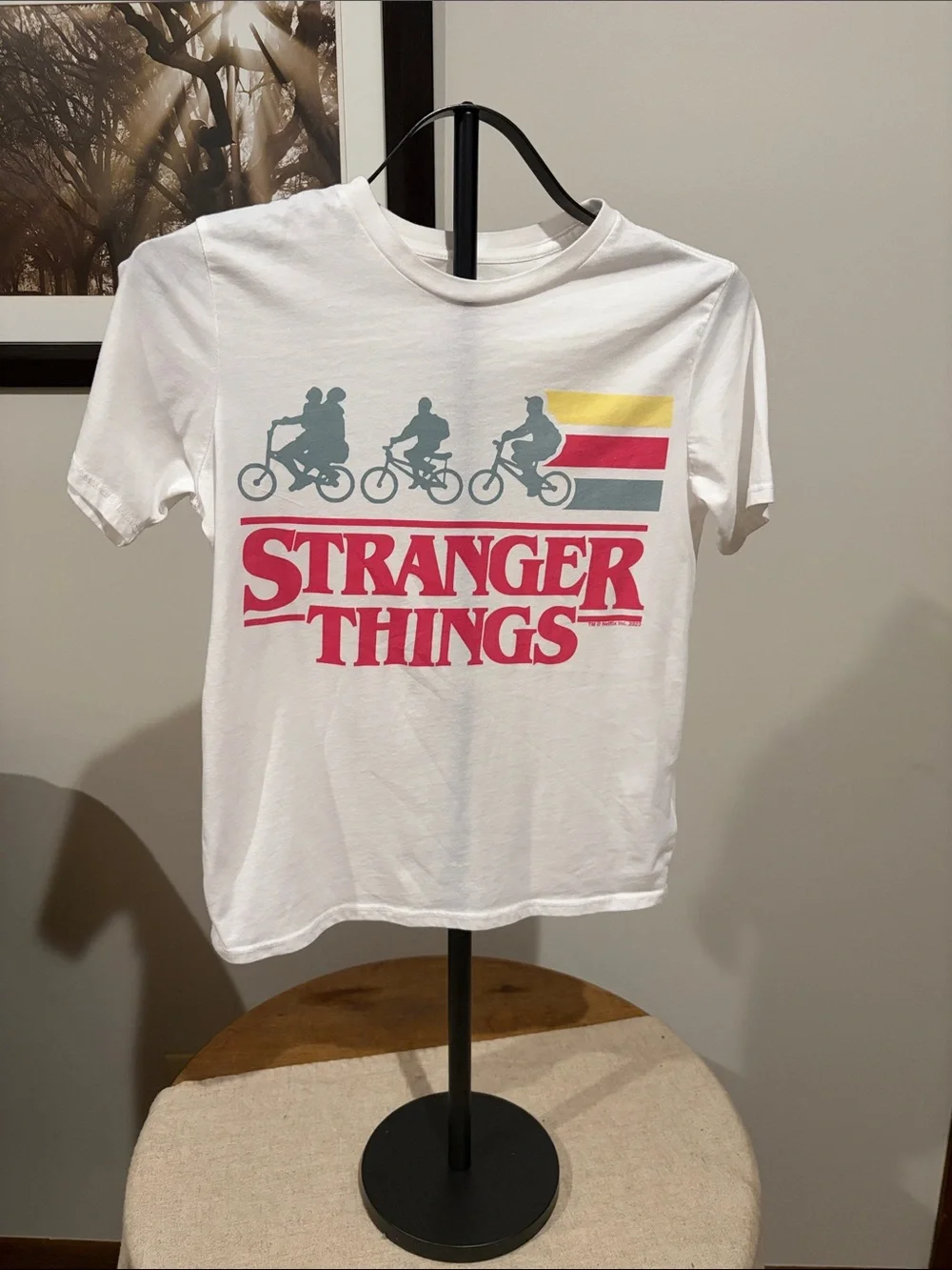 GAP White Graphic Tee with Red, Blue, Yellow Accents
